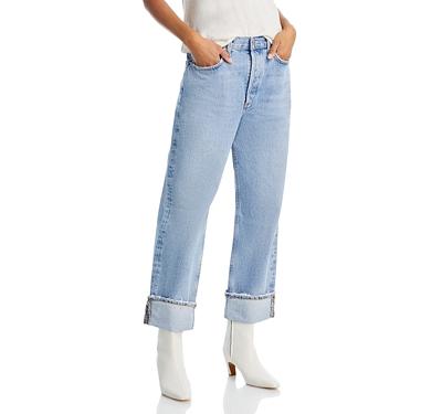 Agolde Fran High Rise Straight Cuffed Jeans in Force