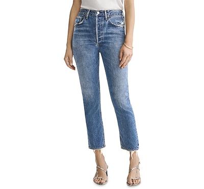 Agolde Riley High Rise Cropped Straight Jeans in Frequency