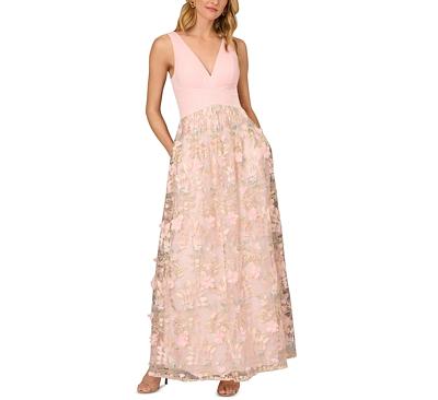 Aidan Mattox Floral Embroidered Mesh Gown