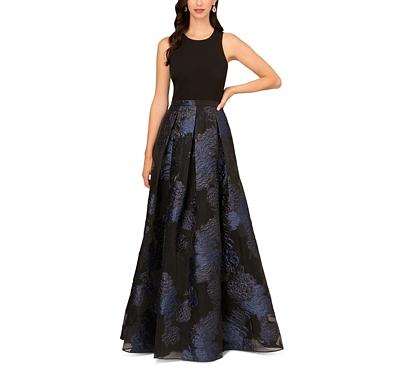 Aidan Mattox Floral Jacquard Gown