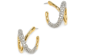 Alexis Bittar Solanales Crystal Twisted Orbit Hoop Earrings
