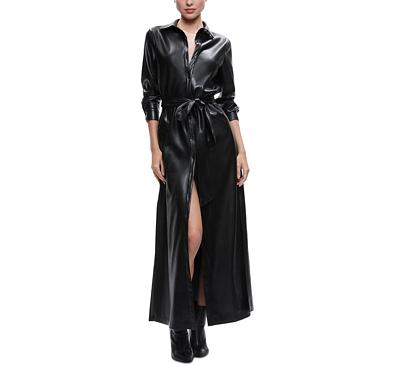 Alice and Olivia Chassidy Faux Leather Maxi Shirt Dress