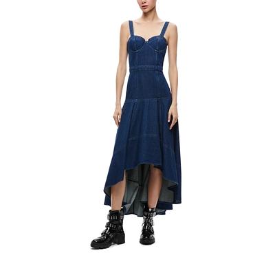 Alice and Olivia Donella Denim Bustier High/Low Dress