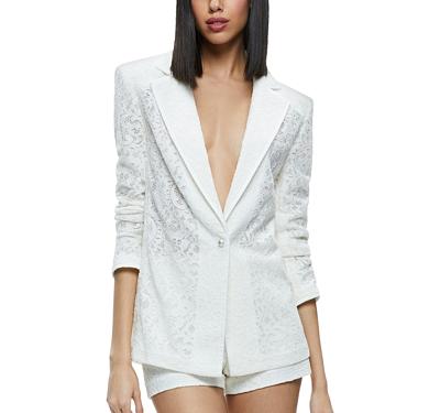 Alice and Olivia Judith Sheer Lace One Button Blazer