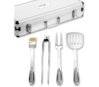All Clad Stainless Steel 4-Piece Bbq Tool Set with Case