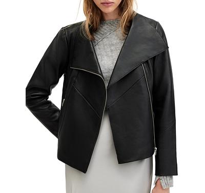 Allsaints Gray Spliced Leather Moto Jacket