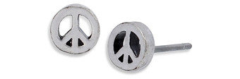Allsaints Men's Peace Sign Stud Earrings in Sterling Silver