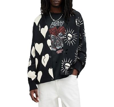 Allsaints Sunbreak Pattern Blocked Button Front Cardigan Sweater