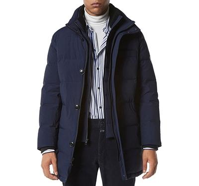 Andrew Marc Shelton Cool Touch Regular Fit Quilted Down Parka with Removable Shearling Trimmed Bib