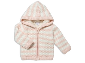 Angel Dear Girls' Striped Knit Sherpa Lined Jacket - Baby