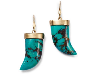 Annette Ferdinandsen Design 14K Yellow Gold Turquoise Claw Drop Earrings