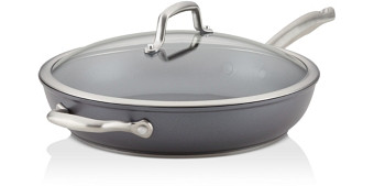 Anolon Accolade Hard-Anodized Nonstick Deep 12 Frying Pan with Lid and Helper Handle, Moonstone