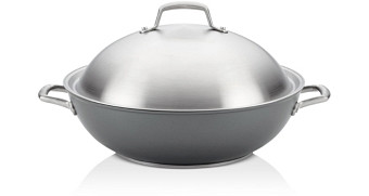 Anolon Accolade Hard-Anodized Precision Forge 13.5 Wok with Lid, Moonstone