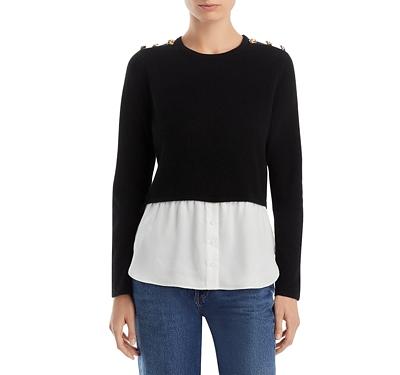 Aqua Cashmere Shirttail Hem Layered Look Cashmere Sweater - 100% Exclusive