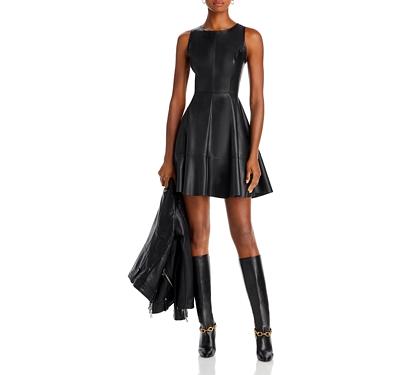 Aqua Faux Leather Fit and Flare Mini Dress - 100% Exclusive