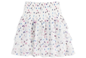 Aqua Girls' Butterfly Clip Dot Smocked Tiered Skirt, Little Kid, Big Kid - 100% Exclusive