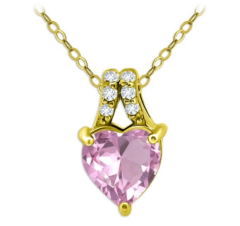 Aqua Pave & Pink Cubic Zirconia Heart Pendant Necklace in 18K Gold Plated Sterling Silver, 16-18 - 100% Exclusive