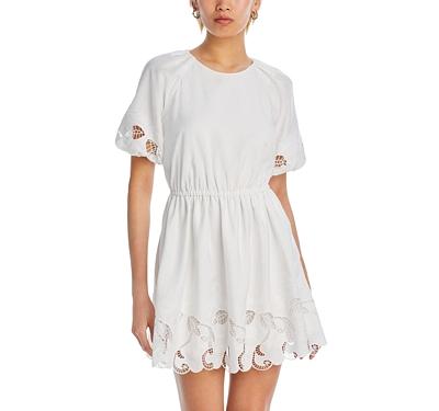 Aqua Puff Sleeve Embroidered Mini Dress - 100% Exclusive