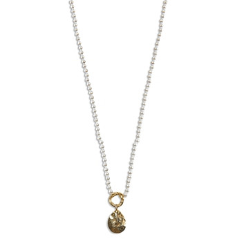 Argento Vivo Hammered Teardrop Shell Pearl Beaded Pendant Necklace in 18K Gold Plated Sterling Silver, 16-18