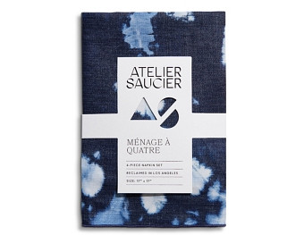 Atelier Saucier Denim Tie Dyed Linen Napkins, Set of 4
