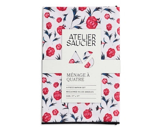 Atelier Saucier Rose Rouge Napkins, Set of 4
