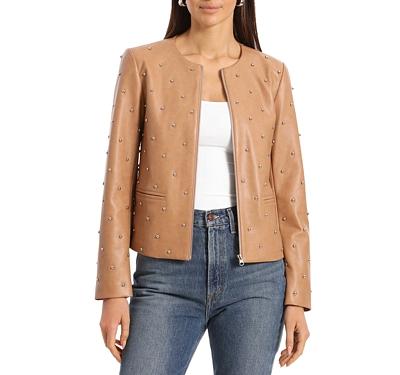 Bagatelle Faux Leather Studded Zip Jacket