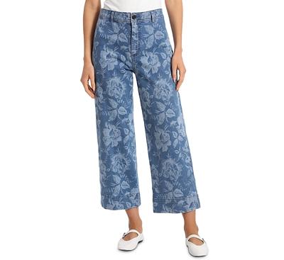 Bagatelle Floral Print High Rise Crop Wide Leg Jeans in Hawaii Floral