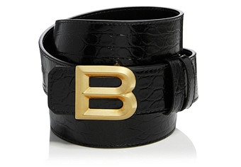 Bally Men's Croc Embossed Logo Buckle Leather Belt
