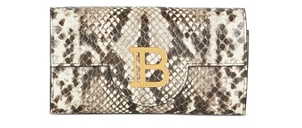 Balmain B Buzz Snake Embossed Leather Chain Wallet