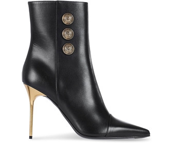 Balmain Women's Pointed Toe Logo Accent High Heel Ankle Booties