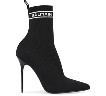 Balmain Women's Skye Pointed Toe Knit High Booties