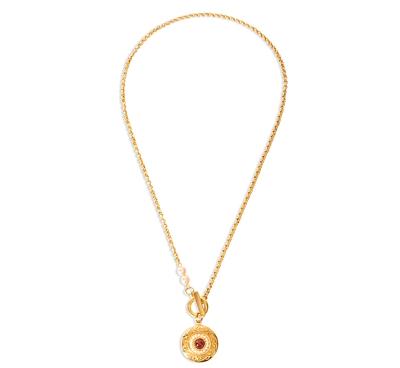 Ben Amun 14K Yellow Gold Plate & Red Crystal Pendant Necklace, 17