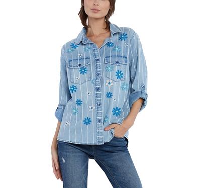 Billy T Floral Embroidery Denim Shirt