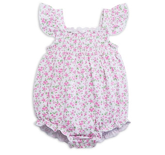 Bloomie's Baby Girls' Floral Print Smocked Bubble Romper - Baby