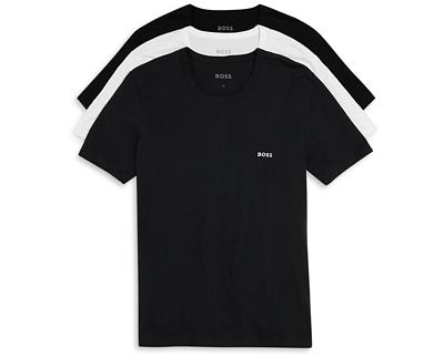 Boss Classic Cotton Embroidered Logo Crewneck Tees, Pack of 3