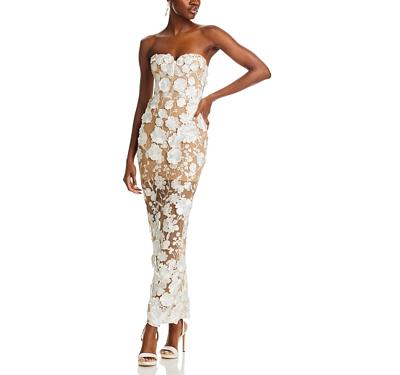 Bronx And Banco Jasmine Blanc Floral Embellished Strapless Gown