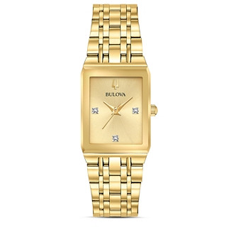 Bulova Futuro Quadra Gold-Tone Link Bracelet Watch, 20mm x 32mm