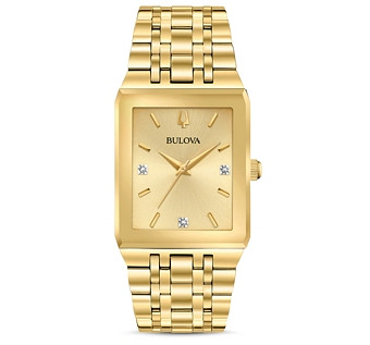 Bulova Futuro Quadra Gold-Tone Link Bracelet Watch, 30mm x 45mm