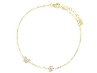 Adinas Jewels Pave Butterfly & Initial Butterfly Ankle Bracelet in Gold Vermeil Sterling Silver