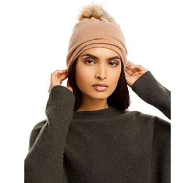 C by Bloomingdale's Cashmere Angelina Faux Fur Pom Hat - 100% Exclusive
