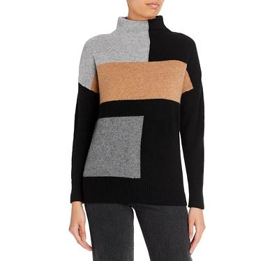 C by Bloomingdale's Cashmere Color Block Funnel Neck Cashmere Sweater - 100% Exclusive