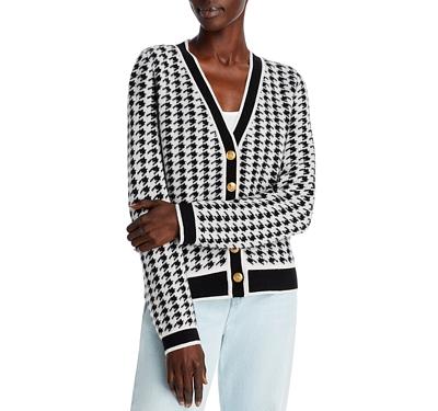 C by Bloomingdale's Cashmere Houndstooth Contrast Trim Cashmere Cardigan - 100% Exclusive