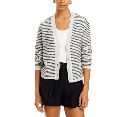 C by Bloomingdale's Cashmere Striped Tweed Stitch V Neck Cardigan - 100% Exclusive