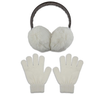 Capelli Girls' Faux Fur Earmuffs & Gloves Set