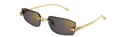 Cartier Panthere Classic 24 Carat Gold Plated Rimless Geometrical Sunglasses, 56mm