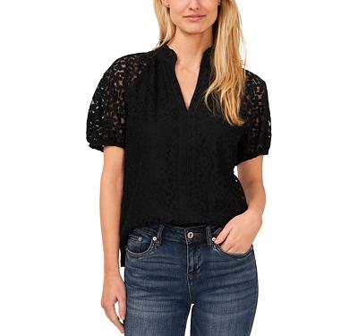 CeCe Lace Ruffled Neck Top