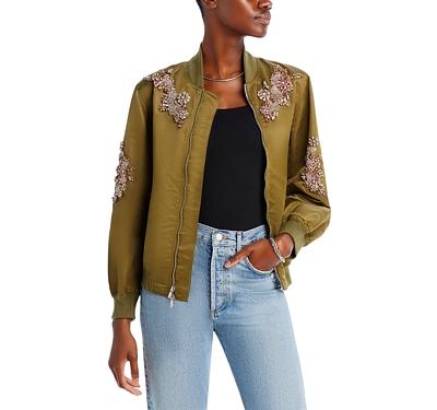 Cinq a Sept Diamond Daisies Embellished Bomber Jacket