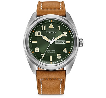 Citizen Eco-Drive Garrison Brown Leather Strap Watch, 42mm