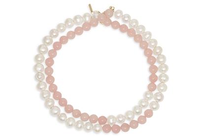 Completedworks Gemstone & Cultured Freshwater Pearl Beaded Collar Necklace in 14K Gold Plated Sterling Silver, 14.5