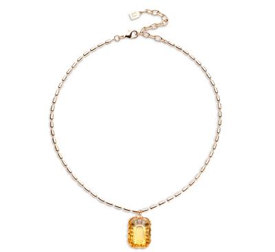 Dannijo Sol Brown Crystal Pendant Necklace in Gold Tone, 14-17
